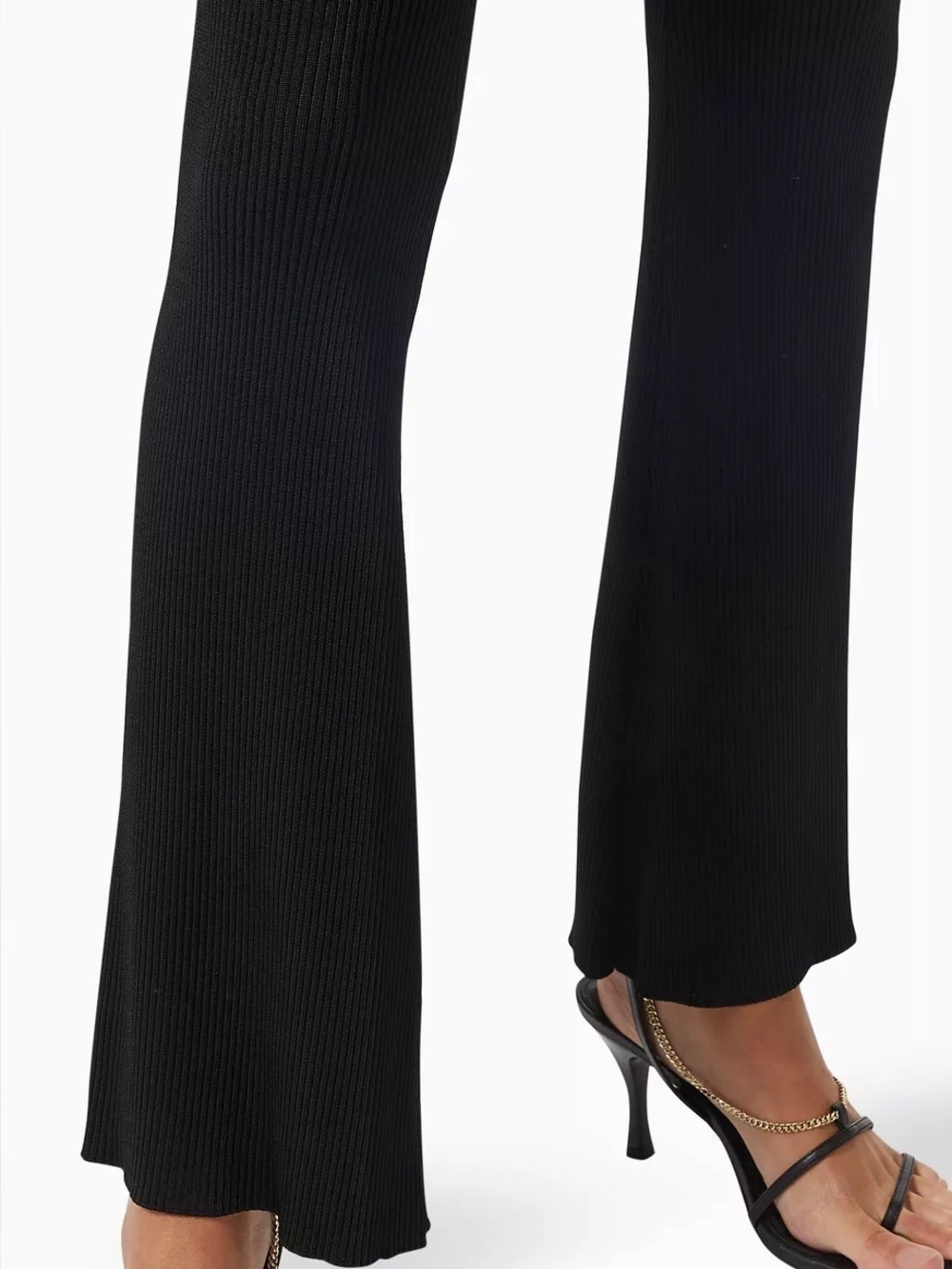 Good American Ribbed Flare Pants High Rise Black Pull On Size 2 - Picture 2 of 8
